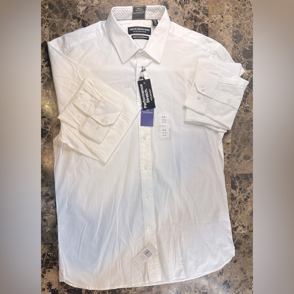 Nick Graham Men's Dressed Button Up Long Sleeve Shirt Top